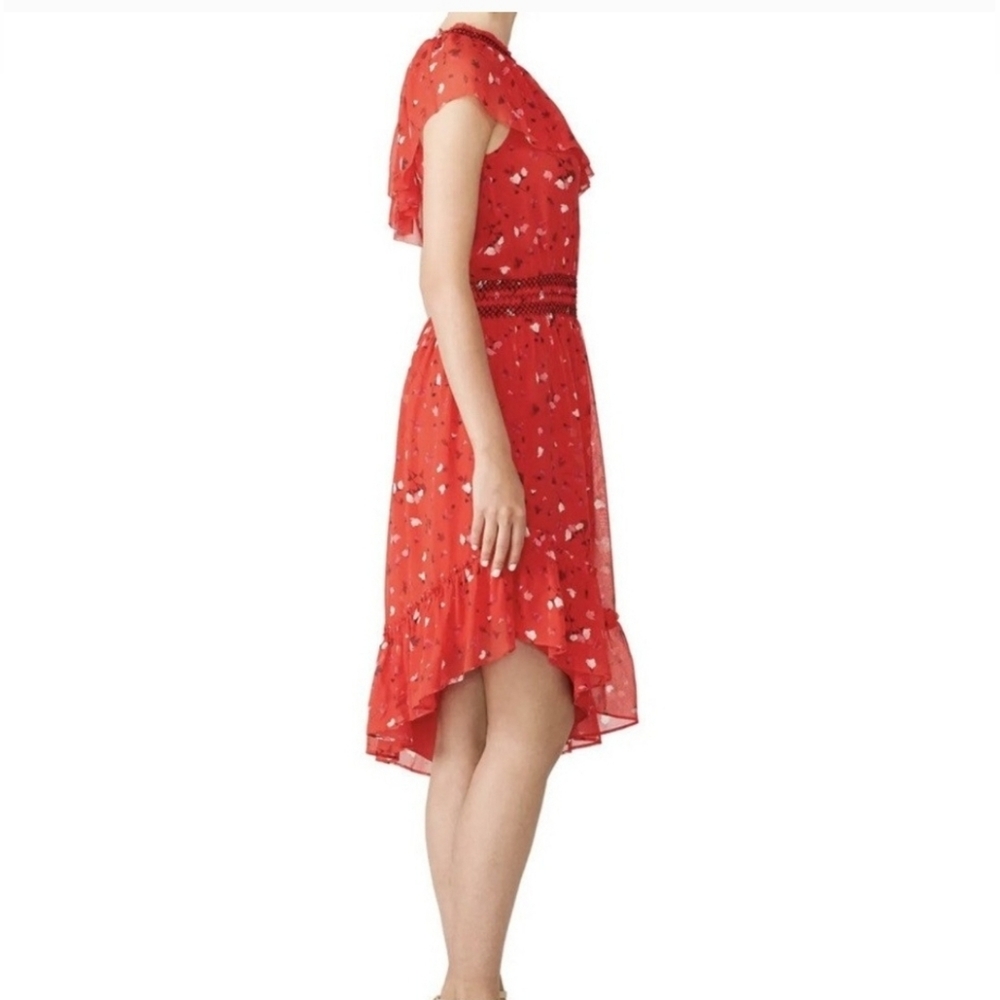 Joie Silk One-Shoulder Ruffle Red Floral Maxi Dress - Picture 4 of 14